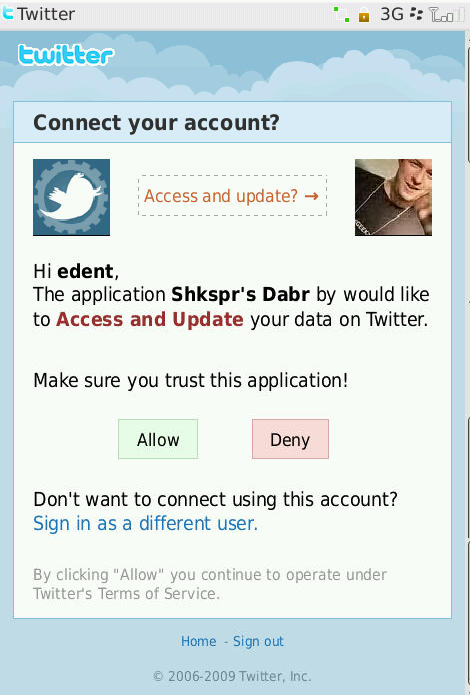 BlackBerry Twitter OAuth