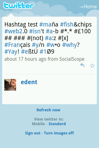 Mobile.Twitter's hashtags