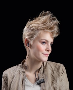 Model wearing Jabra Clipper