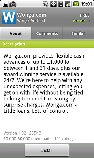 Wonga Market Description