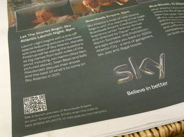 A QR code in today&#039;s Times Newspaper advertising the new show.