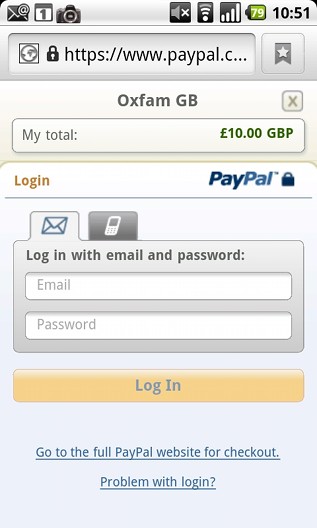 PayPal Mobile Screen