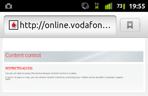 Vodafone Content Control