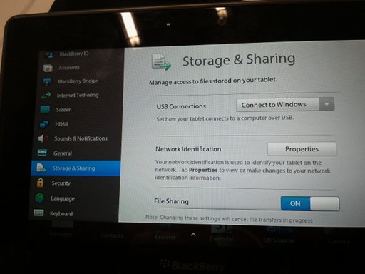 PlayBook file sharing setup