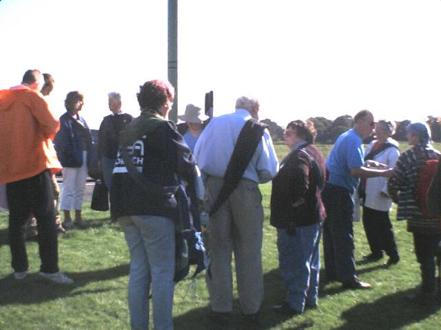 A crowd of around a dozen protesters.