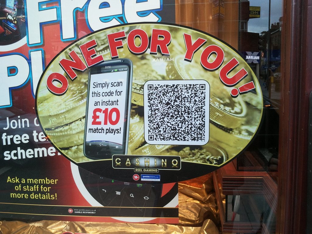 A ridiculously large and complex QR code advertising a casino