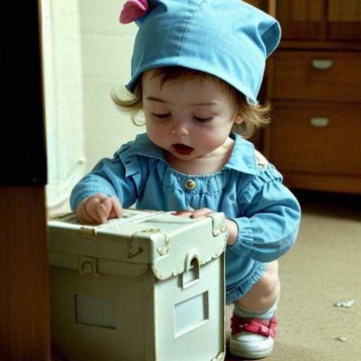AI generated image of a toddler placing a vote into a ballot box.