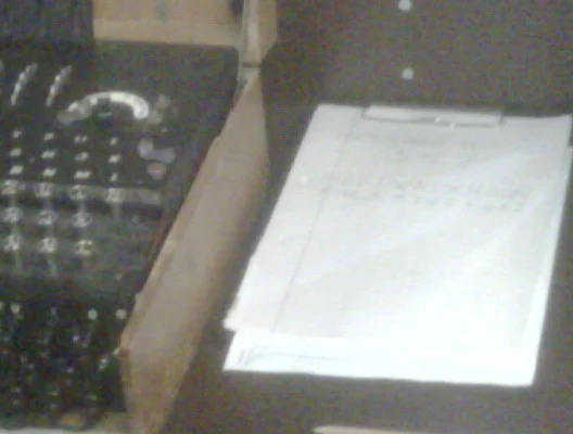 Photo of an Enigma machine at Bletchley Park.