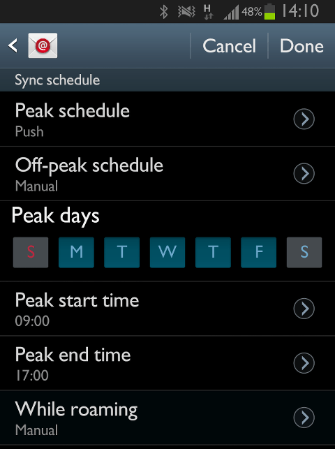 Screenshot Peak Schedule Email