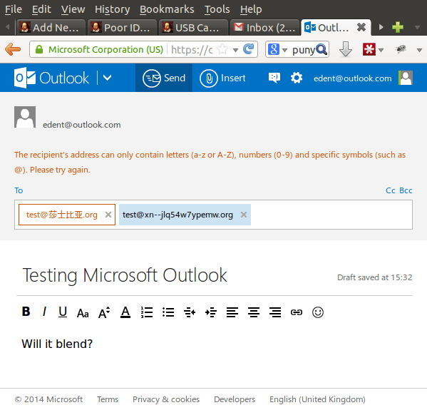 Outlook IDN Test