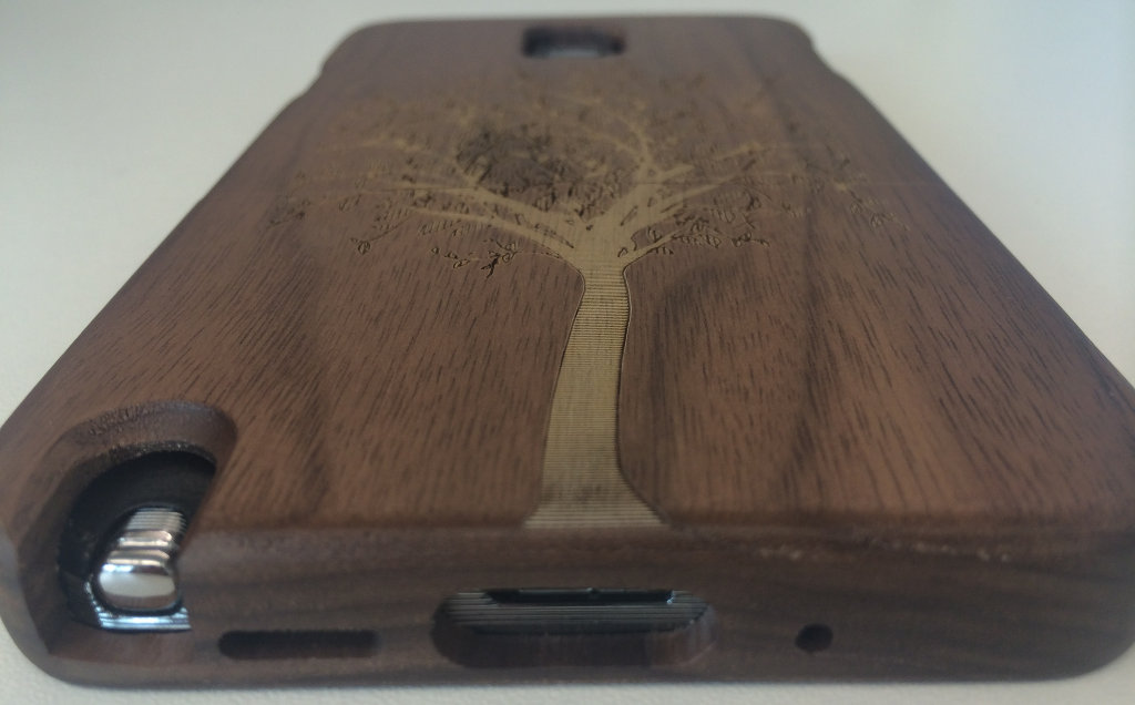 Bamboo Case Bottom Ports and Etching Detail