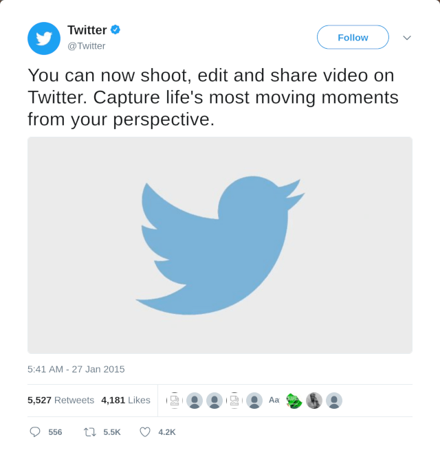 You can now shoot, edit and share video on Twitter. Capture life's most moving moments from your perspective.