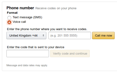 Amazon asking for your phone number, they use a weird format