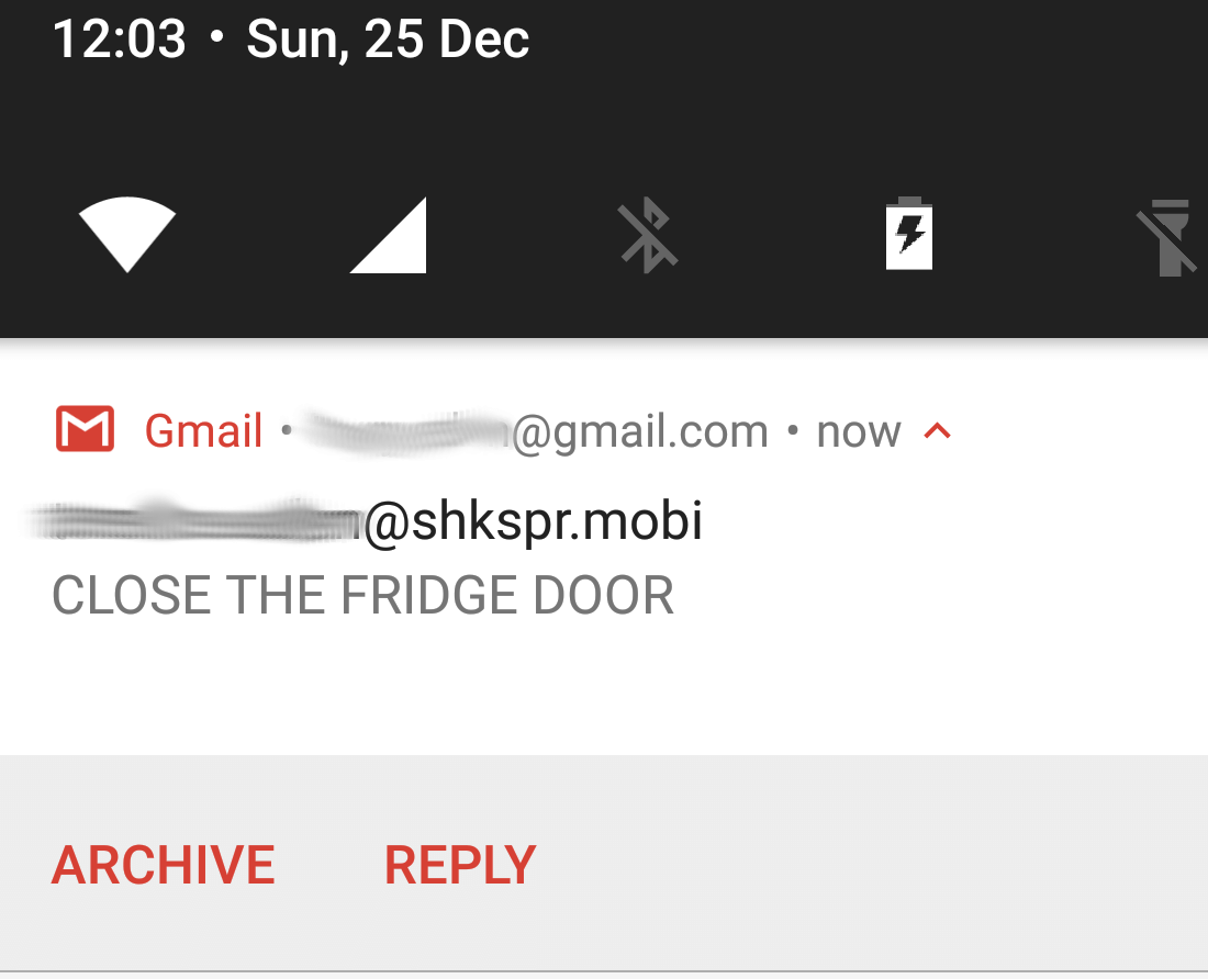 An email notification telling me to Close The Fridge Door-fs8