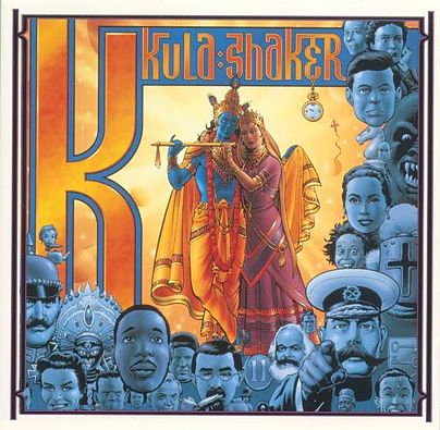 The album art for Kula Shaker's album K. A mixture of celebrities all associated with the letter K. 