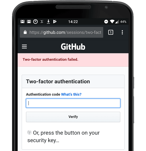 Github website showing an error message