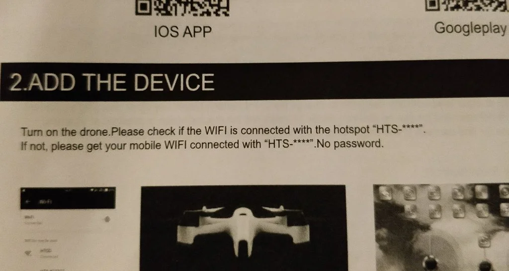 Instruction manual - wifi for the drone has no password