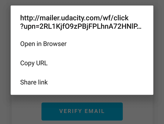 Clicking on the button shows an insecure web address.