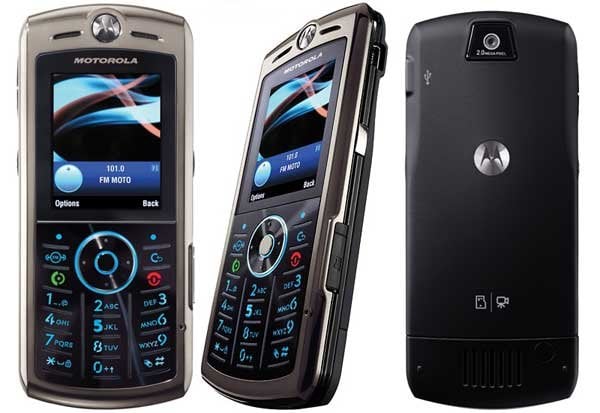 motorola slvr l9 - front, side, and rear view.