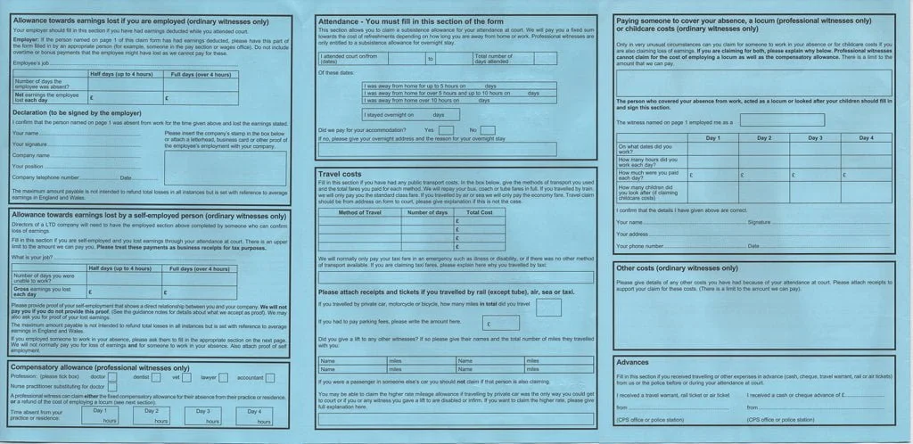 3 page CPS form - lots of little boxes to fill in.