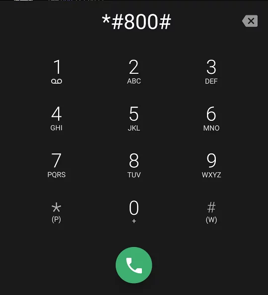 Dialler screen.