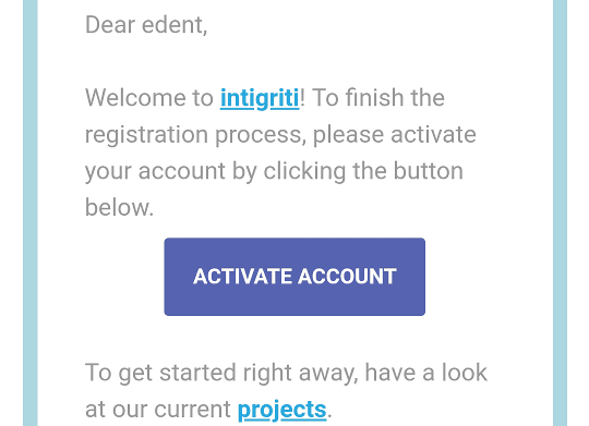 Confirmation Email with a big button in the middle.