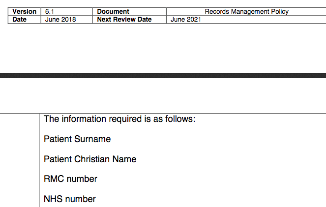 Patient SurnamePatient Christian NameRMC number.