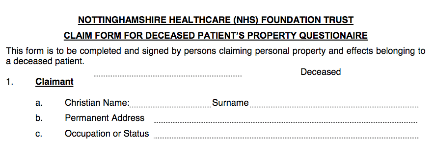 Property form asking for a christian name.