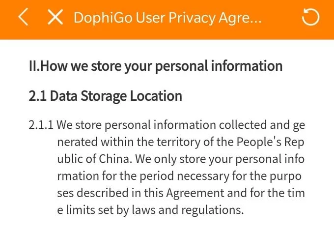 Privacy agreement. All your data belongs to China.