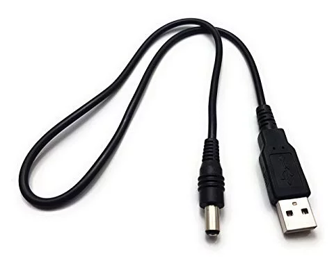 USB cable withbBarrel connector.