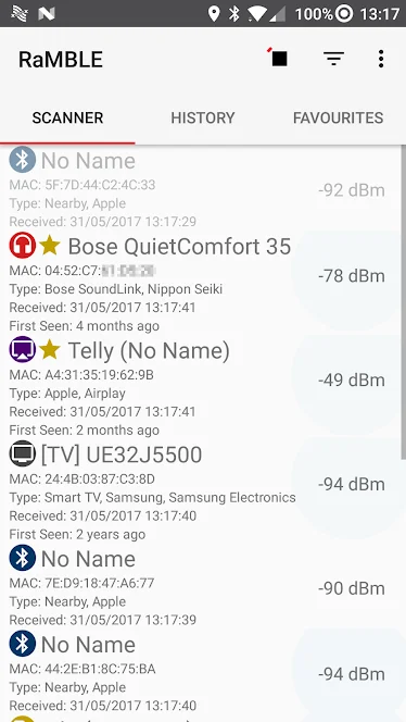 List of Bluetooth devices.