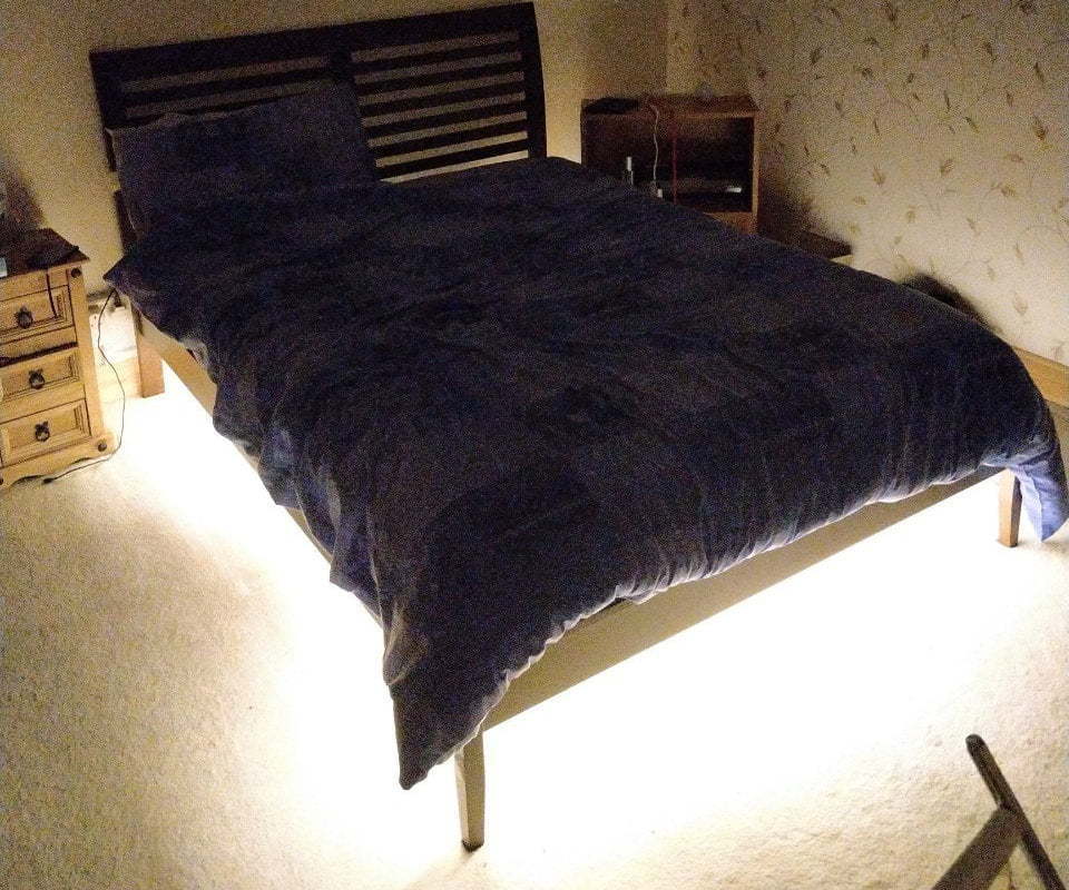 Bed glowing.