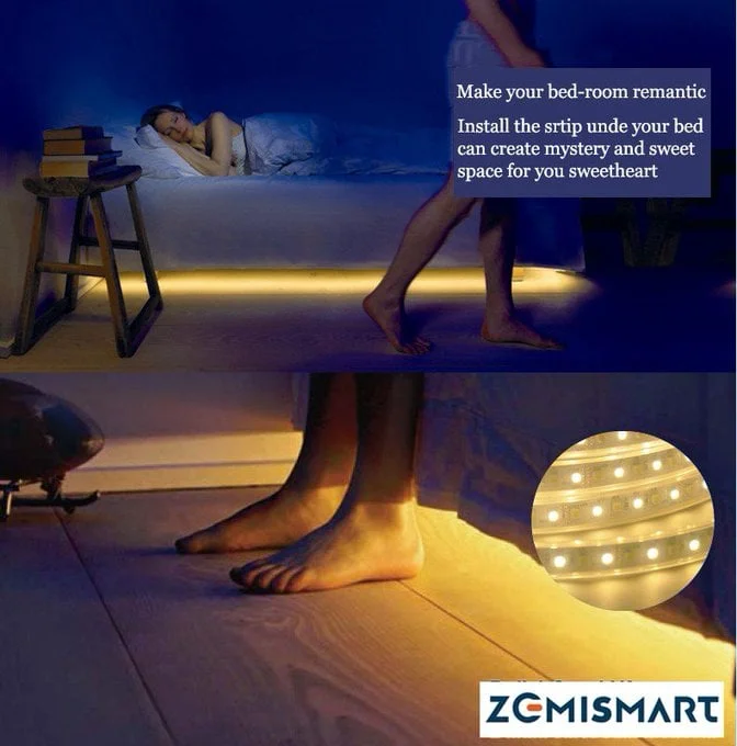 Poster advertising remantic [sic] under bed lighting.