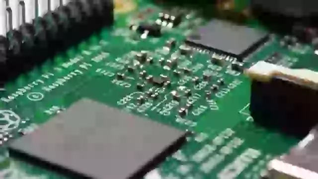 A fuzzy photo of a Raspberry Pi circuit board.
