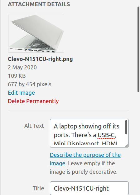 An upload screen - there's a large text box for the image description.