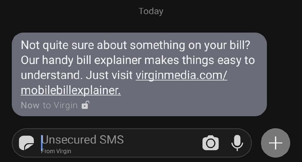 A text message. There is a URL which is linked.