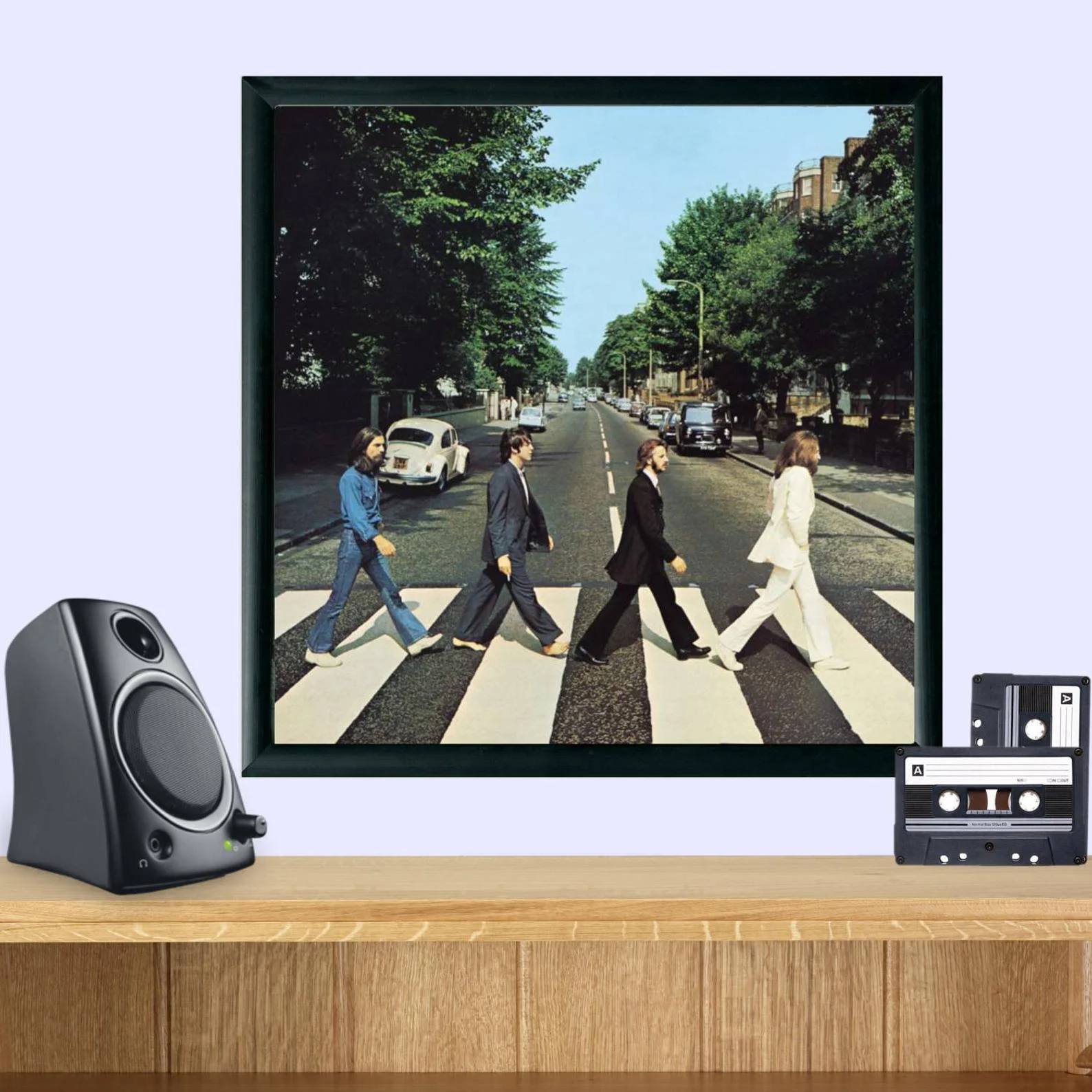 A franed copy of Abbey Road.