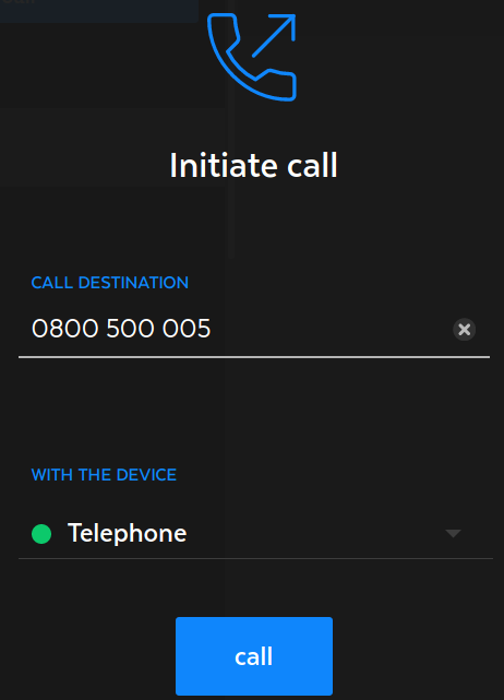 Initiate Call Screen.