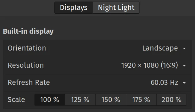 A scaling display options screen.