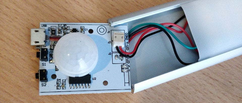 Circuit board with PIR sensor.