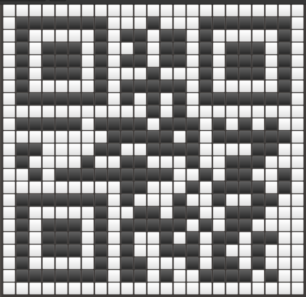 A QR built from emoji squares.