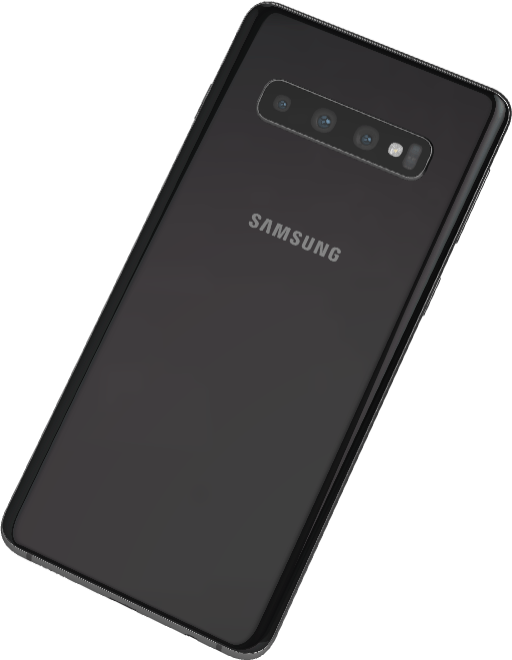 A Samsung Galaxy S10 - rotated to show the camera arrangement.