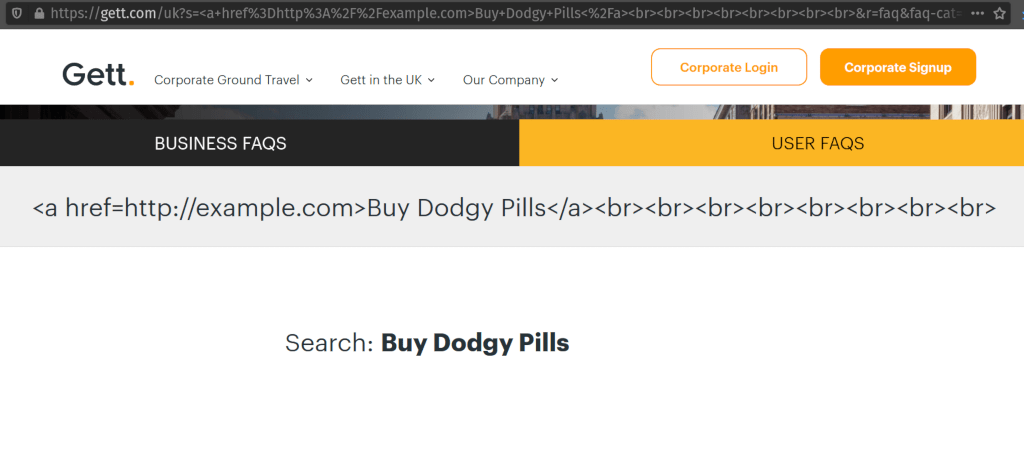 A link for dodgy pills written onto a site.