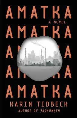 Book cover - the title Amatka repeats over and over and over again.