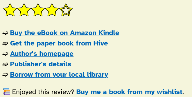 List of links to buy the book at Amazon or hive, the publisher's site, the author's site, and borrow from a local library.