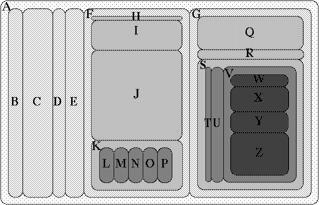 Greyscale drawing of several squares and rectangles bunched together to show proportionate space.