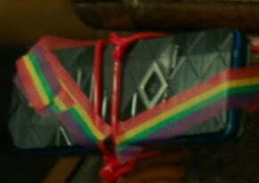 Detail of Nokia Prism and rainbow lanyard.