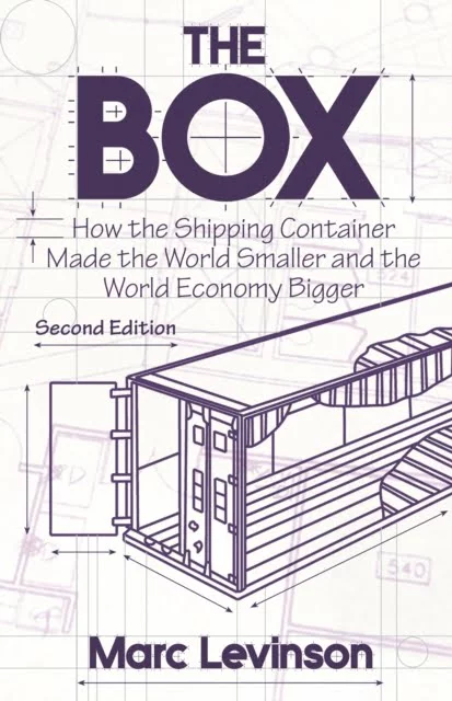 Box cover showing a blueprint of a shipping container.