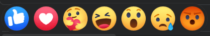 Facebook sentiment emoji include, love, support, laughter, shock, sadness, and anger.