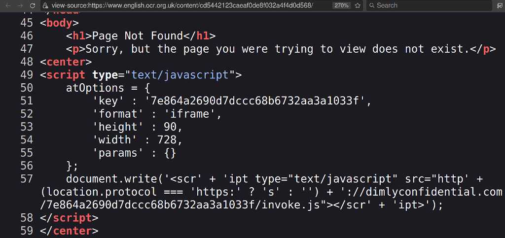 Screenshot of some Javascript embedded in a page.